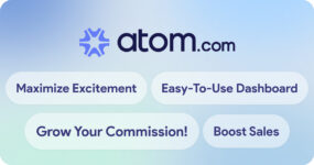 Transform your influence into revenue with Atom Affiliate Program: Promote cutting-edge domains and branding solutions, captivate audiences, and unlock unlimited earnings.